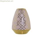 Ծաղկաման DKD Տան դեկորի ճենապակյա վարդագույն ոսկեգույն արևելյան (18 x 18 x 24 սմ)