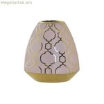 Ծաղկաման DKD Տան դեկորի ճենապակյա վարդագույն ոսկեգույն արևելյան քրոմապատ 16 x 16 x 18 սմ