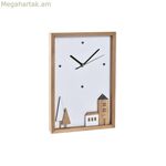 Պատի ժամացույց DKD տան դեկոր սպիտակ, շագանակագույն, փայտե, ալյումինե տներ Urban 20 x 4 x 30 սմ