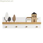 Պատի վրա ամրացվող կախիչ DKD Home Decor Wood Houses Urban 40 x 4 x 17 սմ