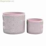 DKD տան դեկորի ցեմենտե ծաղկամանների հավաքածու, 2 հատ (17 x 17 x 15 սմ)