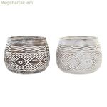 Ծաղկաման DKD Home Decor շագանակագույն սպիտակ (2 հատ) (22 x 22 x 16 սմ)