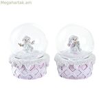 Ձյունե տիկնիկ DKD տան դեկոր սպիտակ վարդագույն 7 x 7 x 9 սմ (2 հատ)