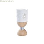 Սուրբ Ծննդյան մոմակալ DKD տան դեկորի սպիտակ, շագանակագույն, բնական աստղ 6 x 6 x 14 սմ