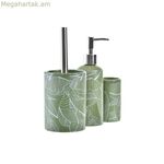 Լոգարանի հավաքածու DKD Տան դեկոր Կանաչ Արծաթագույն Պոլիպրոպիլեն Դոլոմիտ Արևադարձային բույսի տերև 9,5 x 9,5 x 37 սմ