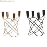 Մոմակալ DKD տան դեկորի համար՝ սև, ոսկեգույն, մետաղական, ժամանակակից, 20 x 20 x 23 սմ (2 հատ)