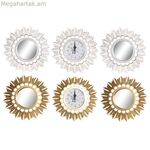 Պատի ժամացույց DKD տան դեկորի հայելի PP (25 x 2,5 x 25 սմ) (2 հատ)