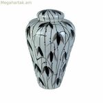 Tibor DKD տան դեկոր՝ ճենապակյա, սև, սպիտակ, արևելյան, բույսի տերև (23 x 23 x 33 սմ)