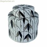 Tibor DKD Տան դեկոր՝ ճենապակյա, սև, սպիտակ, 17 x 17 x 16 սմ, բույսի արևելյան տերև