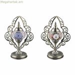 Սեղանի լամպ DKD Տան դեկոր Բյուրեղապակյա Մոզաիկ Մետաղական Բազմագույն Արաբական (20 x 15 x 42 սմ) (2 հատ)