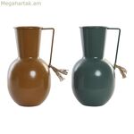 Ծաղկաման DKD տան դեկոր 14.5 x 13 x 24 սմ մետաղական նարնջագույն կանաչ մանանեխ (2 հատ)
