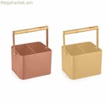 Դանակ-պատառաքաղի զամբյուղ DKD Home Decor դեղին տերակոտա մետաղական սոճու փայտ Vintage 18 x 15,5 x 24 սմ (2 հատ)