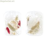 Մոմակալ DKD Տան դեկոր Չորացրած ծաղիկ 8 x 8 x 11 սմ Բյուրեղապակյա բեժ-մարուն (2 հատ)