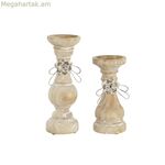 Մոմակալ DKD տան դեկորի փայտե (9,5 x 9,5 x 28 սմ) (2 հատ)