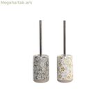 Զուգարանի խոզանակ DKD Home Decor Մոխրագույն Բեժ Ալյումինե Դոլոմիտ 10 x 10 x 36 սմ (2 հատ)