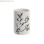 Ատամի խոզանակի պահոց DKD Home Decor սպիտակ սև ռետինե փայտ քարե իրեր 7,6 x 7,6 x 11 սմ (12 հատ)