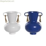 Ծաղկաման DKD տան դեկոր մետաղական սպիտակ մուգ կապույտ (12 x 12 x 16 սմ) (2 հատ)