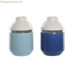 Ծաղկաման DKD տան դեկոր 12 x 12 x 18,5 սմ Արծաթագույն Սպիտակ Երկնագույն Մուգ Կապույտ Քարե իրեր (2 հատ)