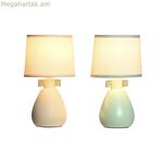 Սեղանի լամպ DKD Տան դեկորի կտորից, պոլիեսթեր, կանաչ, կրեմագույն, քարե ամանեղեն 220 Վ 40 Վտ (2 հատ) (16 x 16 x 27 սմ)