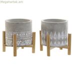 Մոմ DKD Home Decor Մոխրագույն Փայտ Շագանակագույն Ցեմենտ Ալյումինե Մոմ (10 x 10 x 12 սմ) (2 հատ)