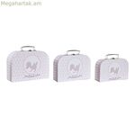 Դեկորատիվ տուփերի հավաքածու DKD Home Decor 28 x 9,5 x 20 սմ վարդագույն մետաղական բազմագույն ստվարաթուղթ