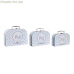 Դեկորատիվ տուփերի հավաքածու DKD Home Decor 28 x 9,5 x 20 սմ Կապույտ մետաղական բազմագույն ստվարաթուղթ