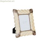 Լուսանկարի շրջանակ DKD տան դեկոր 22,8 x 2,6 x 28,6 սմ բյուրեղապակյա պղնձե սպիտակ խեժ ռոմանտիկ