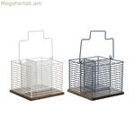 Դանակ-պատառաքաղի զամբյուղ DKD Տան դեկոր Կապույտ Սպիտակ Մետաղ Ռետինե Փայտ 18 x 18 x 15 սմ (2 հատ)