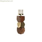 Մոմակալ DKD տան դեկոր 10 x 10 x 40,5 սմ բյուրեղյա ոսկեգույն շագանակագույն ալյումինե մանգոյի փայտ