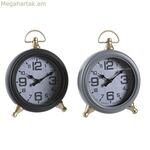 Սեղանի ժամացույց DKD Home Decor Սև մոխրագույն Ոսկեգույն Ավանդական (2 հատ)