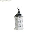 Լապտեր DKD տան դեկոր Հնաոճ ծածկույթով սպիտակ մուգ մոխրագույն փայտե բյուրեղապակյա 19 x 17 x 39 սմ