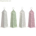 Լապտեր Home ESPRIT Սպիտակ Կանաչ Վարդագույն Մետաղական Ալյումինե Շեբի Շիկ 13 x 13 x 43 սմ (4 հատ)