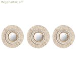 Հայելիների հավաքածու Home ESPRIT սպիտակ բոհո 20 x 1 x 20 սմ (3 հատ)