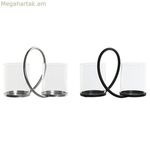 Մոմակալ Home ESPRIT Սև Արծաթագույն Մետաղական Բյուրեղապակյա 24 x 19 x 18 սմ (2 հատ)