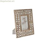 Լուսանկարի շրջանակ Home ESPRIT Սպիտակ բնական բյուրեղյա մանգոյի փայտից ծաղիկ՝ հնդիկ տղամարդ 21 x 2 x 26,5 սմ