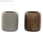 Glass Home ESPRIT Շագանակագույն մոխրագույն քարե ամանեղեն 8,5 x 8,5 x 10 սմ (2 հատ)