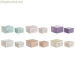 Զարդատուփ Home ESPRIT Բազմագույն Վարդագույն Յասամանագույն Մանգոյի փայտ 10 X 10 X 6,6 սմ (2 հատ) (6 հատ)