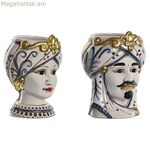 Տնային ծաղկաման ESPRIT Կապույտ-Սպիտակ Ոսկեգույն Ճենապակյա 15 x 15 x 26 սմ (2 հատ)