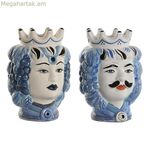 Տնային ծաղկաման ESPRIT Կապույտ-Սպիտակ Ճենապակյա 15 x 15 x 26 սմ