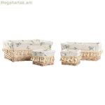 Լվացքի զամբյուղ Home ESPRIT Բնական եղեգնյա գործվածքից, Shabby Chic 36 x 25 x 16 սմ, 4 հատ