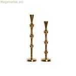 Մոմակալ Home ESPRIT Ոսկեգույն Ալյումինե Ժամանակակից 8 x 8 x 36 սմ (2 հատ)