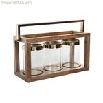 Մոմակալ Home ESPRIT շագանակագույն պողպատից մանգոյի փայտ 51 x 19 x 33 սմ