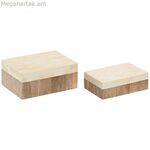 Զարդատուփ Home ESPRIT Սպիտակ բնական խեժ մանգոյի փայտից 18 x 13 x 7,5 սմ (2 հատ)