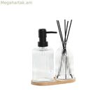 Լոգարանի հավաքածու Home ESPRIT սև թափանցիկ բամբուկե բյուրեղյա ժամանակակից 3 հատ