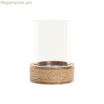 Մոմակալ Home ESPRIT շագանակագույն բնական բյուրեղապակյա պարան մանգոյի փայտից