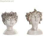 Տնային ծաղկաման ESPRIT մոխրագույն խեժե ճակատային մասով Shabby Chic 18 x 15 x 23 սմ (2 հատ)