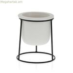 Ծաղկաման Versa սպիտակ մետաղական կերամիկական պլաստիկ քառակուսի մինիմալիստական 10,5 x 14,5 x 10,5 սմ