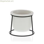 Բույսի ծաղկաման Versa սպիտակ մետաղական կերամիկական պլաստիկ շրջանաձև մինիմալիստական 10,5 x 11,5 x 10,5 սմ