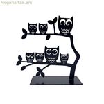 Զարդերի տակդիր Versa սև մետաղական երկաթյա 7 x 18 x 18 սմ Owl Famil