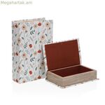Դեկորատիվ տուփ Versa Verdi կտավ MDF փայտե ծաղիկներ գիրք